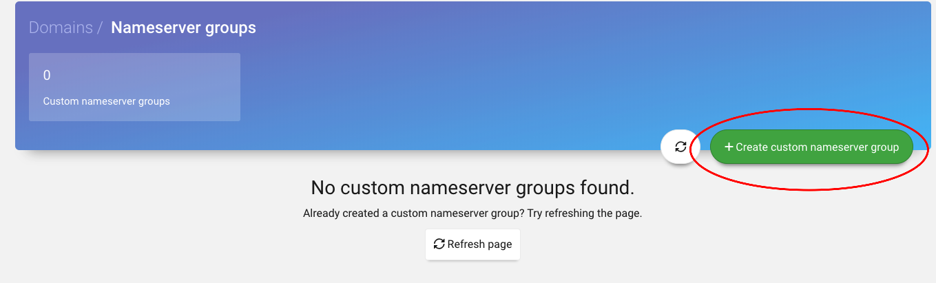 Create nameserver group