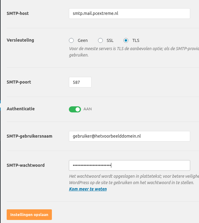 SMTP-settings