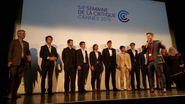Trey Edward Shults en de cast & crew van Krisha tijdens de Semaine de la Critique, Cannes 2015. Copyright Marjolein Keijser